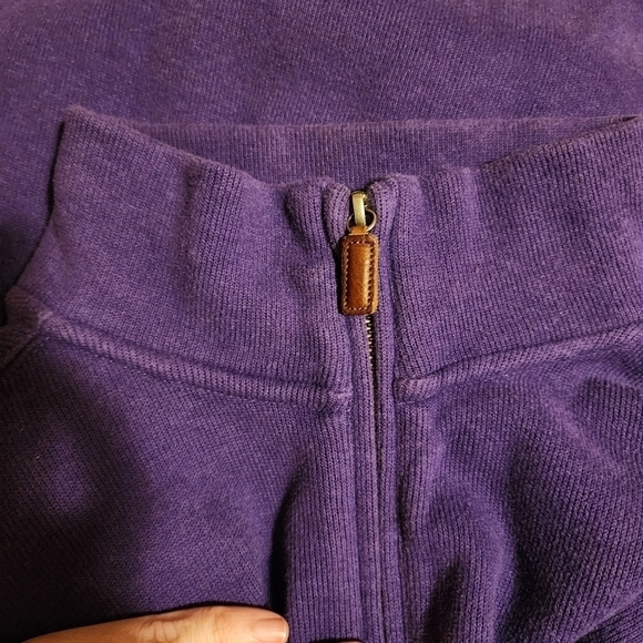 Polo Ralph Lauren Mens Purple 1/4 Zip Pullover Green Embroidered Logo Men Large - Picture 8 of 12